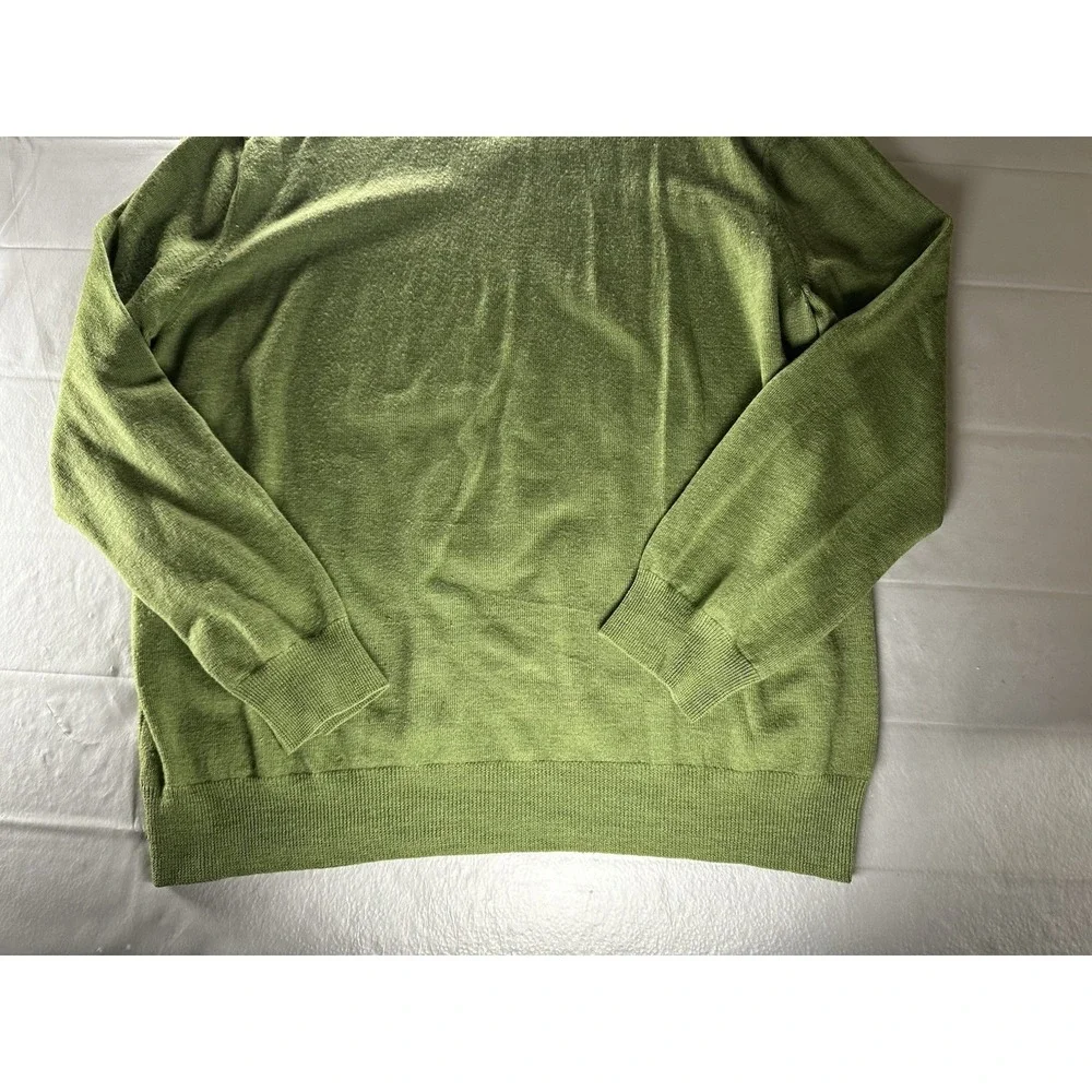 VTG Banana Republic Sweater Mens XXL Olive Green 100% Merino Wool V-Neck Classic